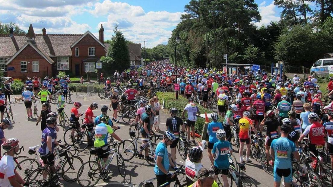 Cyclists held up at Pyrford