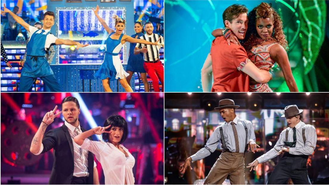 Ashley Roberts, Danny Mac, Jay McGuiness and Layton Williams dancing with their pro partners from previous series of the show.