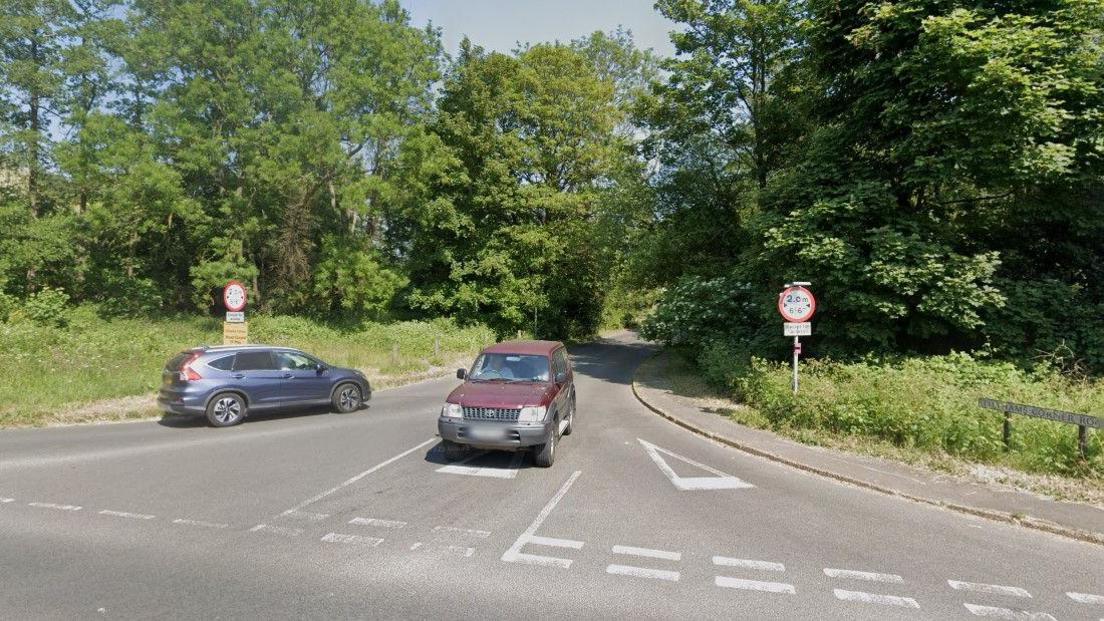 Old Portsmouth Road near junction with Tilthams Corner Road. 