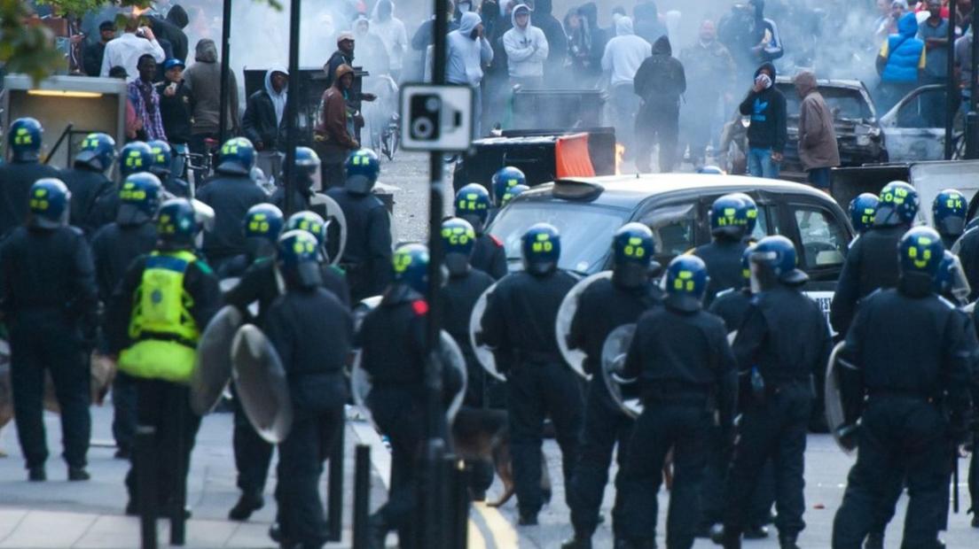 Riot police in London