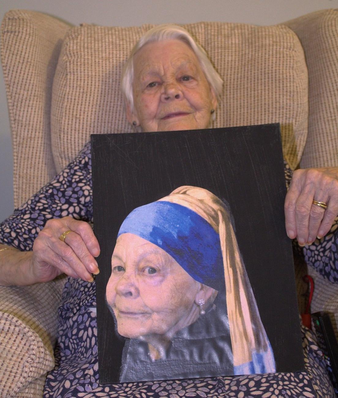 Barbara with a recreation of The Girl With The Pearl Earring