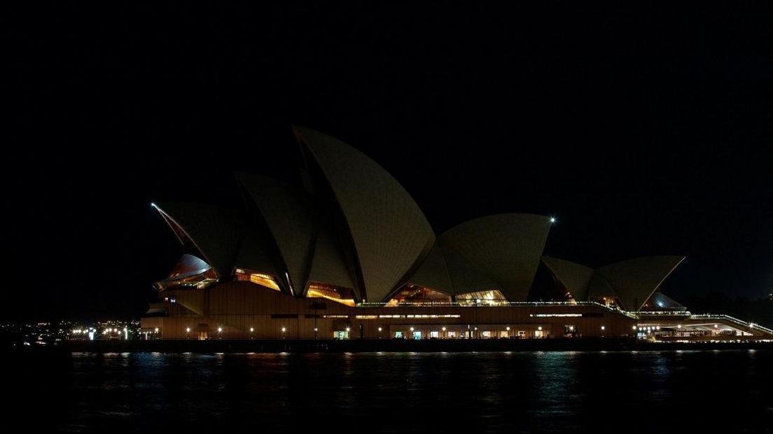 Sydney Opera House with lights switched off.