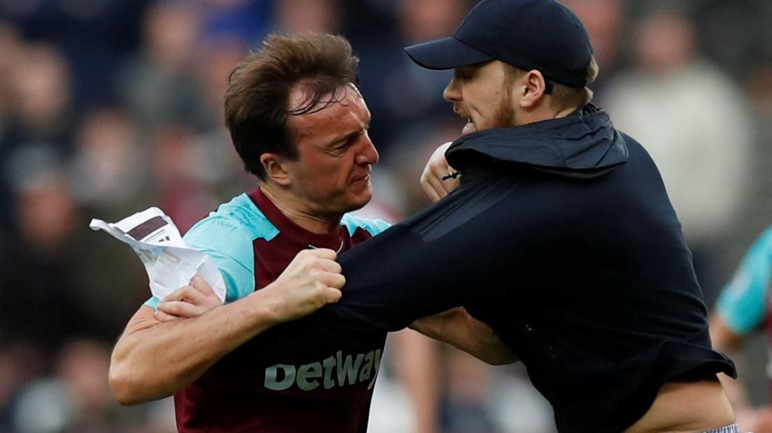 A spectator approached Mark Noble after West Ham fell behind against Burnley