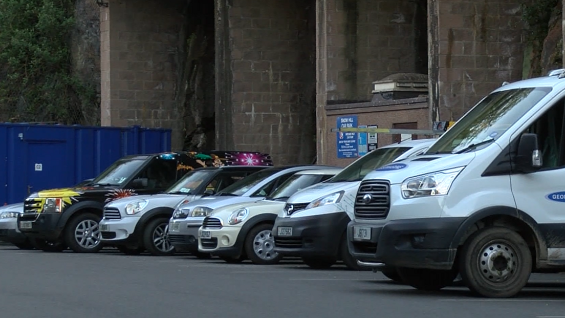 Cars parked at Snow Hill in Jersey