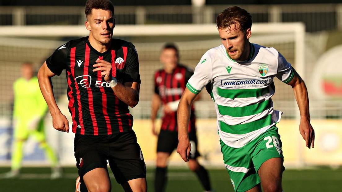 Ben Wilson (right) in action for New Saints
