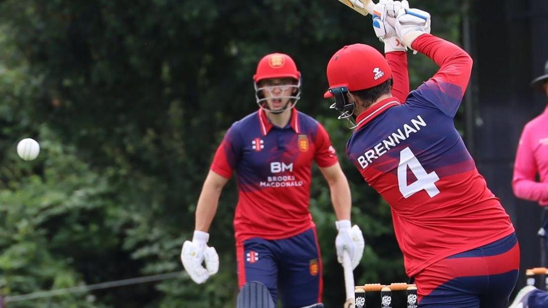 Asa Tribe and Charlie Brennan bat for Jersey