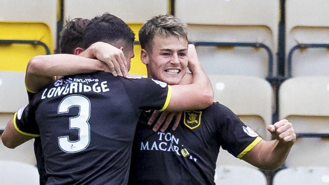 Livingston's Danny Mullen celebrates after making it 1-0