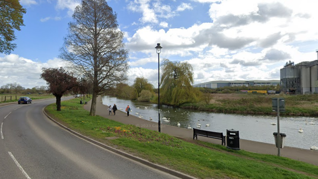 A view of the River Nene in Wellingborough from the road