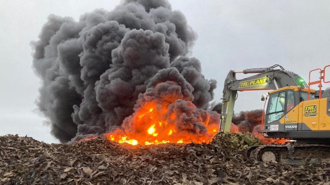 Fire at  Seaton Meadows Landfill Site in Hartlepool