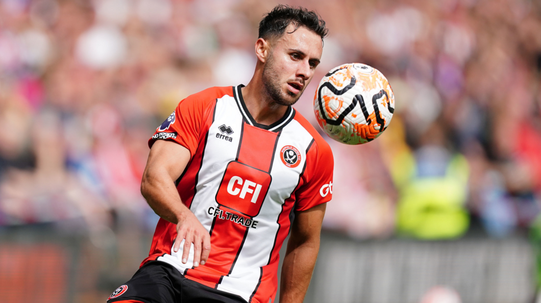 George Baldock in action for Sheffield United