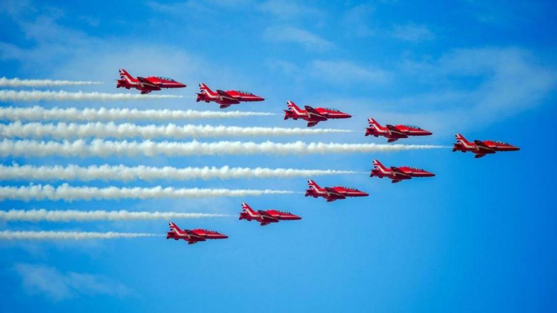 The Red Arrows in flight