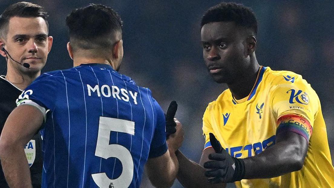 Sam Morsy and Marc Guehi in club kit at Portman Road