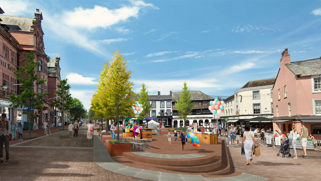 Carlisle Market Square regeneration mock-up image