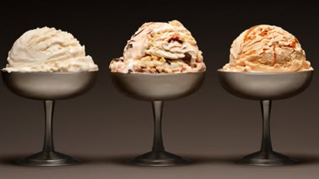 Three bowls of David ice cream. 