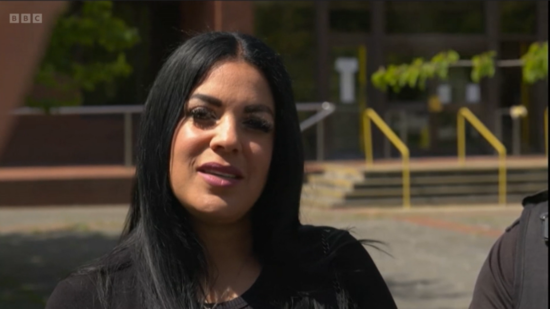 Laura Brown speaking outside Folkestone Magistrates Court