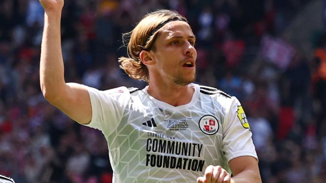 Danilo Orsi celebrates scoring at Wembley