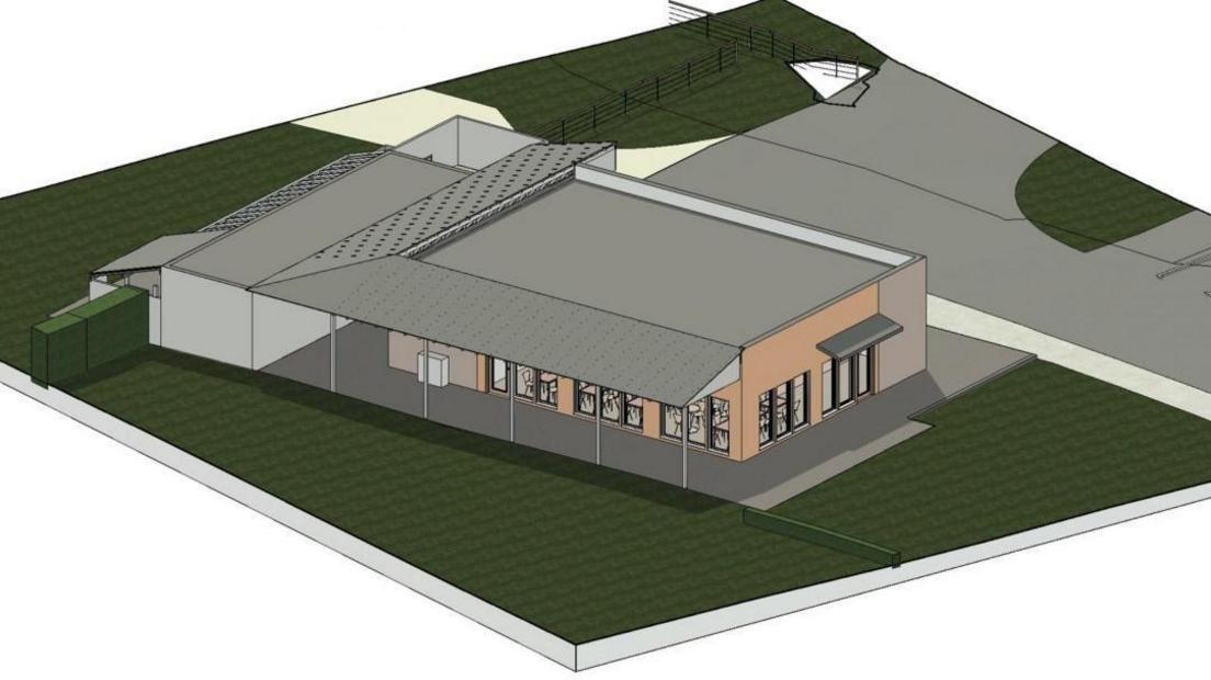 An artist's impression of the camping barn and cafe which will be built at the hub. The building has numerous windows to allow customers to look out.