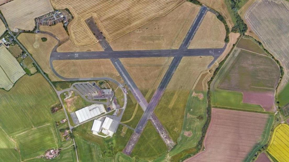 An aerial view image of Tollerton Airfield in Nottingham.