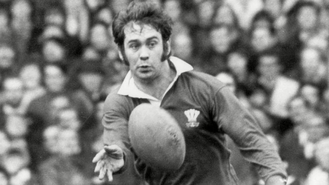 Arthur Lewis passes the ball during for Wales against Ireland in March 1971 against Ireland in the Five Nations