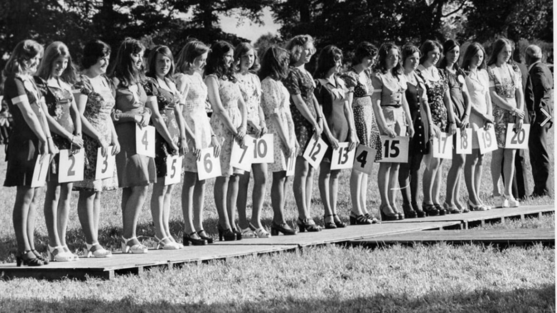 A black and white pic of a beauty parade 