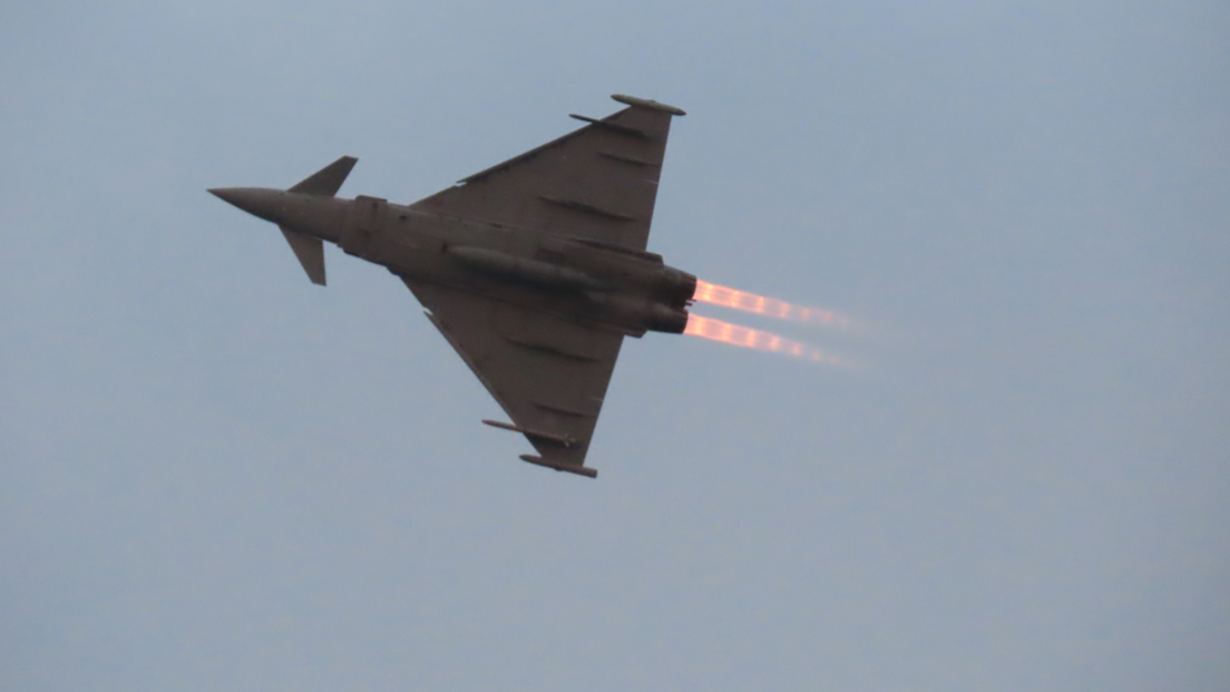 A Typhoon jet flying in the sky.