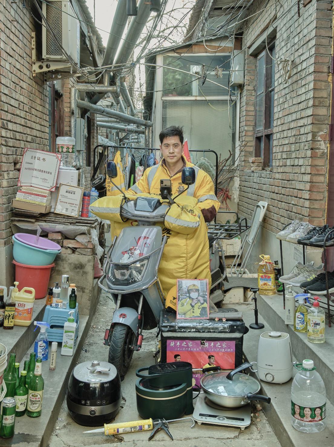 Food deliveryman Gao Zhixiao, 33, does his broadcasts late at night after he's done with his deliveries