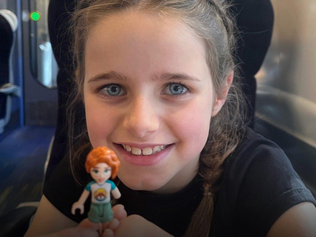 Sofia with one of the new characters from the Lego Friends range