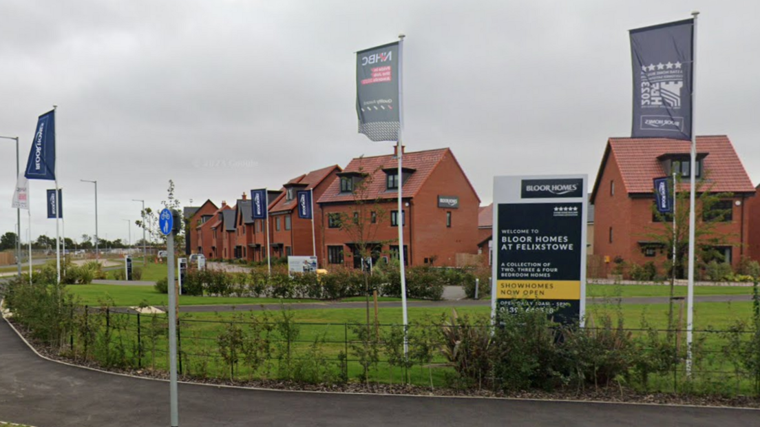 Bloor Homes properties on a housing development in Felixstowe