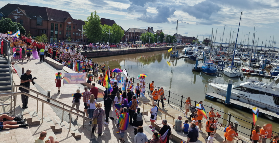 Pride attendees at Hull Marina