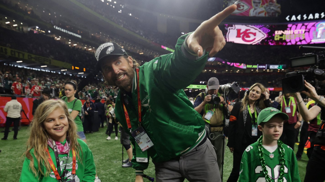 Actor Bradley Cooper joined Declan LeBaron (right) to announce their favourite team - the Philadelphia Eagles