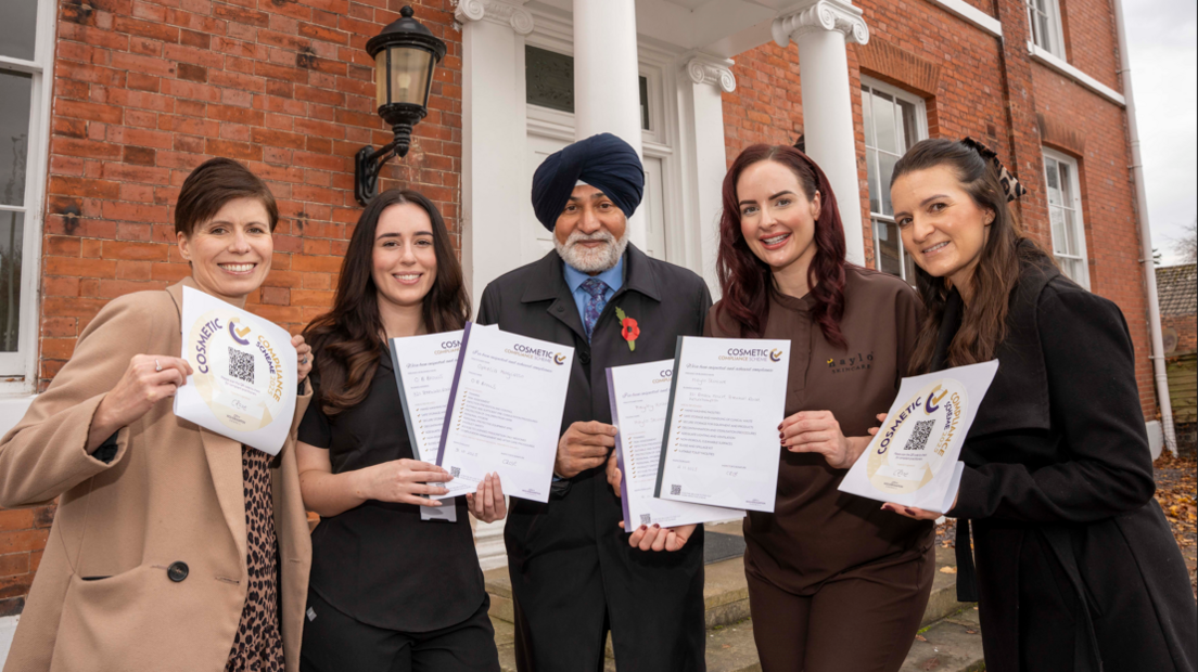 From left, Emma Caddick, service manager – environmental health at City of Wolverhampton Council, Ophelia Margiasso, owner of OB Brows, councillor Bhupinder Gakhal, cabinet member for resident services, Hayley Williams, owner Haylo Skincare and Charlotte Rose, team leader – environmental health at the council.