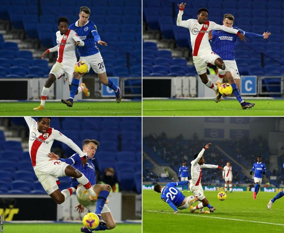 Kyle Walker-Peters tangles with Solly March