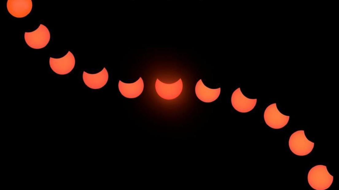 A partial solar eclipse taken in March 2025. 
