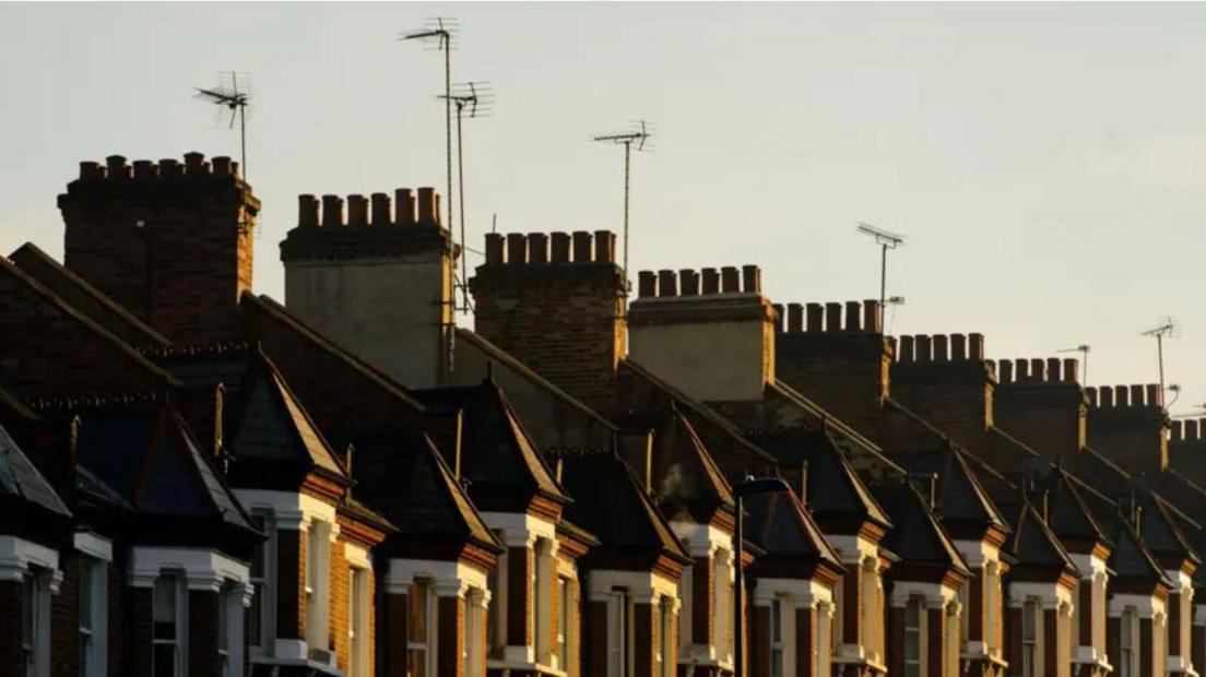 A terraced street of houses