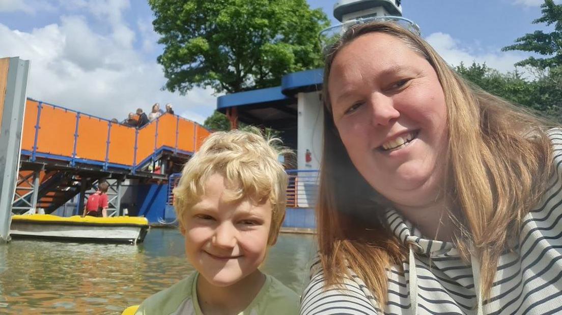 A selfie-style picture of Nikki Graham and her son Dillion - a young blonde boy.