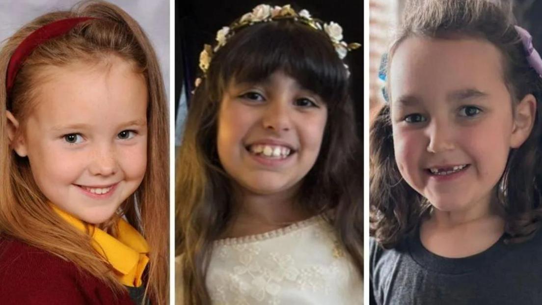 From L-R: Elsie Dot Stancombe, Alice da Silva Aguiar and Bebe King died after the attack on 29 July. Here they smile at the camera. 