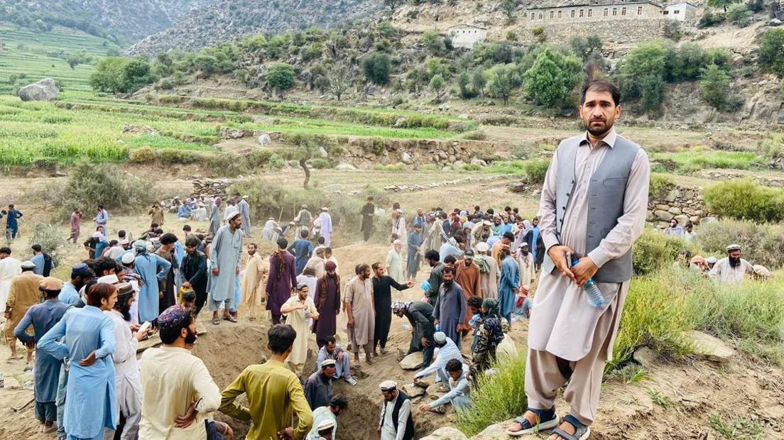 Matiullah Shahab in the village of AndarLachak Tangi which was hit by the earthquake