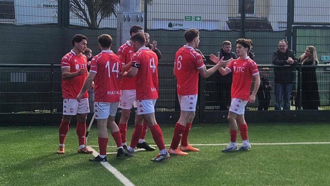 Jersey Bulls celebrate Rai Dos Santos' goal