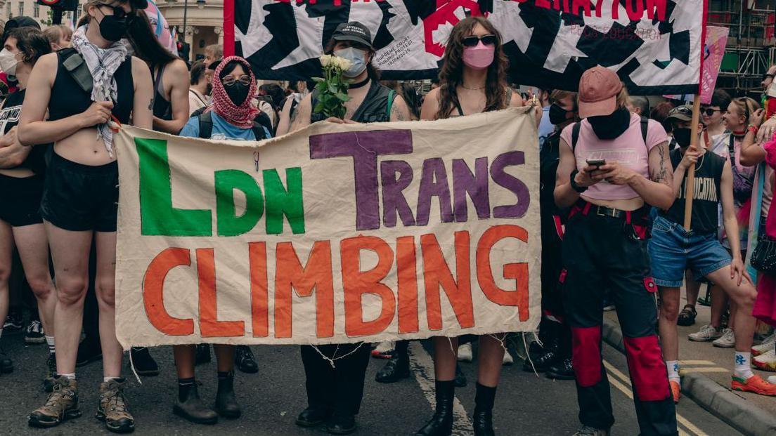 Handout photo issued by London Trans+ Pride of people taking part in London Trans Pride in central London. Picture date: Saturday July 26, 2025.