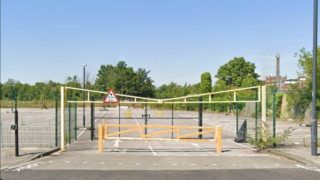The entrance to the former Thames Valley University car park on Stoke Road