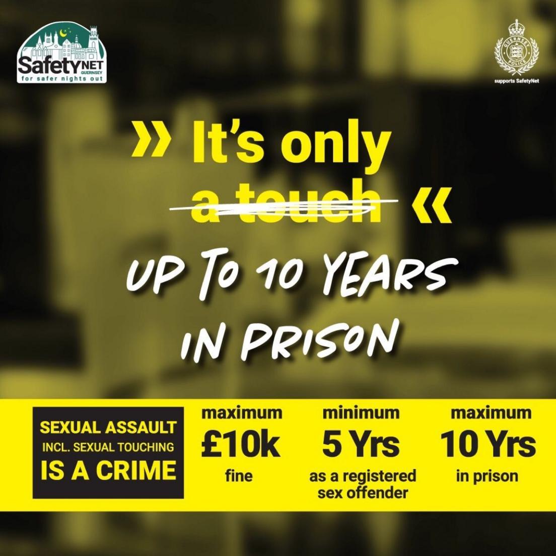 Campaign image showing jail term for sexual assault