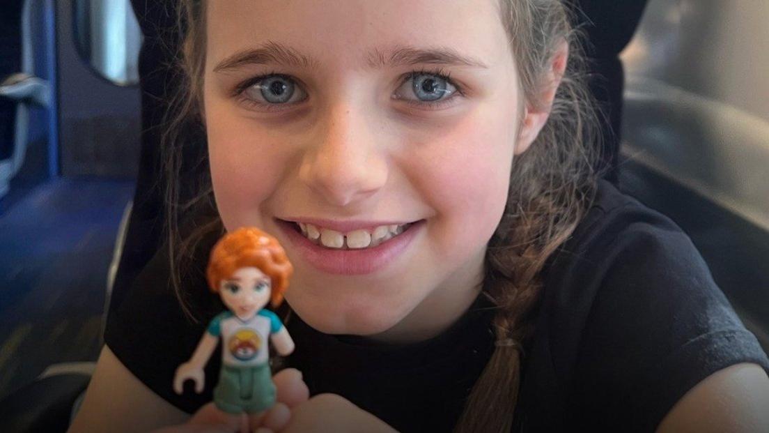 Sofia with one of the new characters from the Lego Friends range