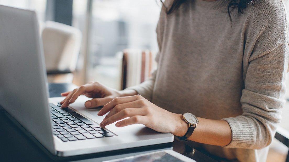 Woman using a laptop