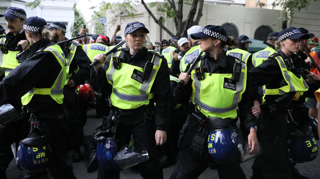 Police officers are seen at Notting Hill Carnival on August 25, 2024, in London