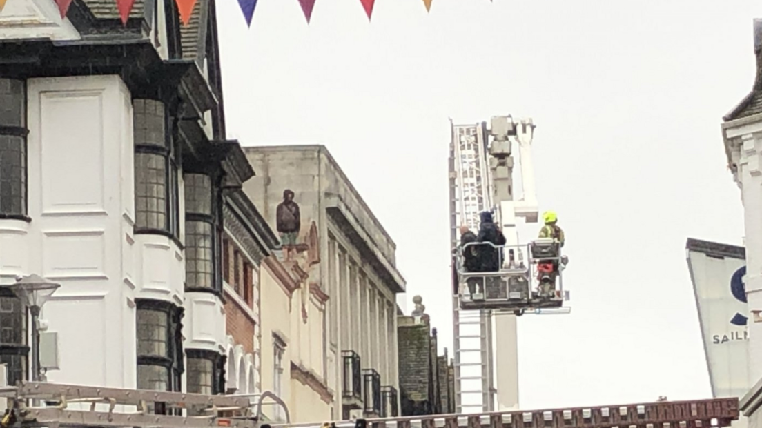 The man on the roof in Ipswich town centre