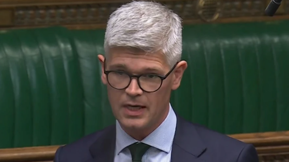 Surrey Heath's Liberal Democrat MP Al Pinkerton standing in the Westminster chamber