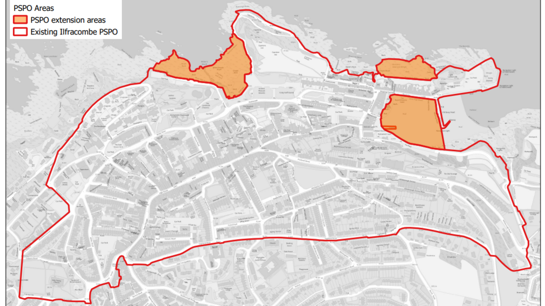 Image shows proposed public space protection order area