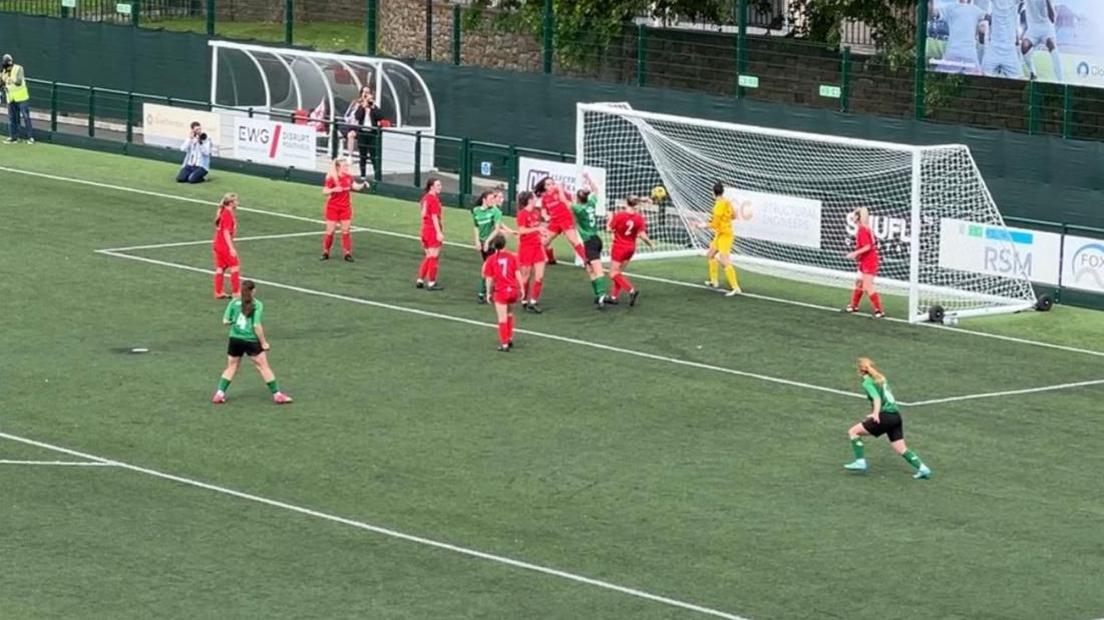 Vicki Rang heads Guernsey into a first-half lead against Jersey