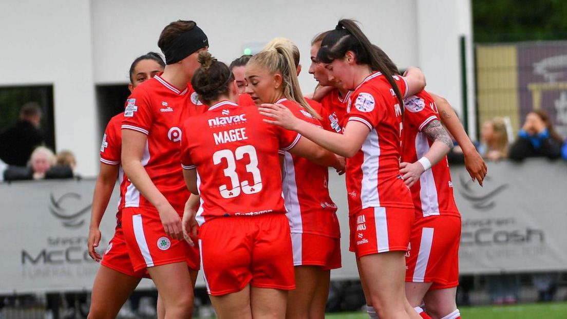 Cliftonville celebrate goal