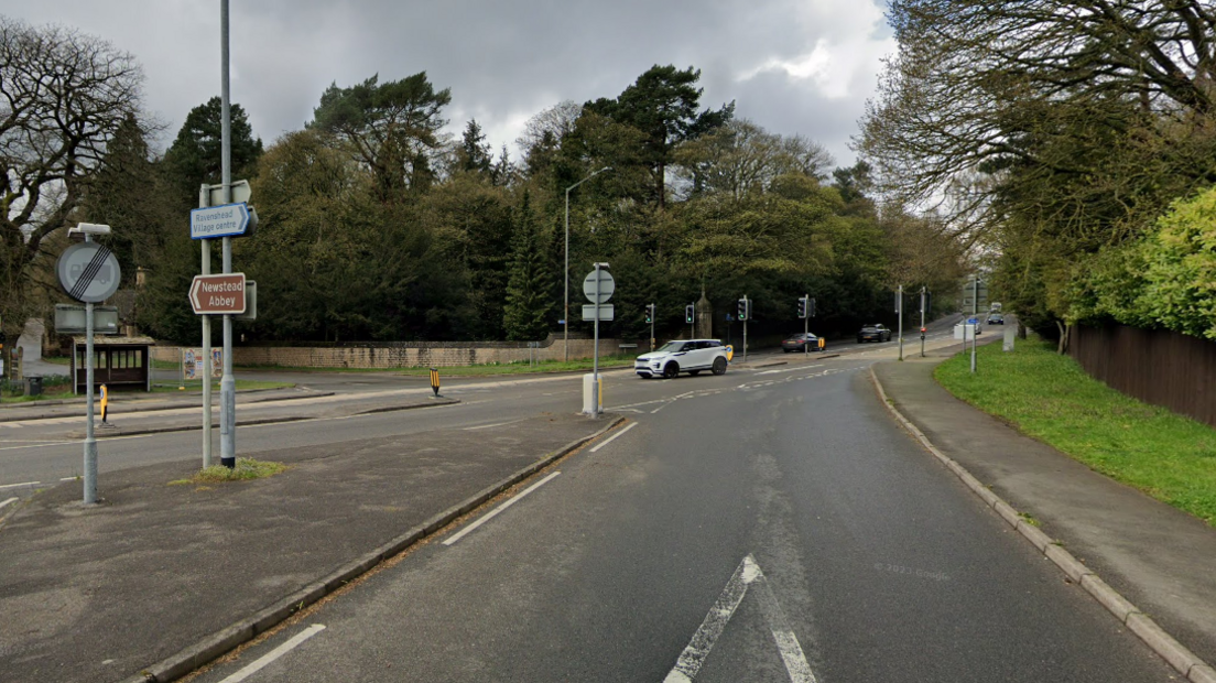 The A60 Mansfield Road, at the Newstead Abbey turn, in Ravenshead, Nottinghamshire